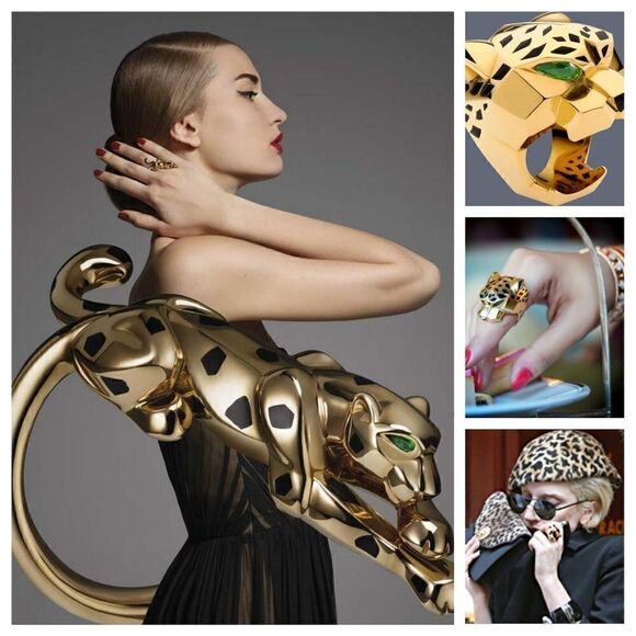 New! FP Panthere Gold Plated Cocktail Statement Ring - Picture 3 of 16